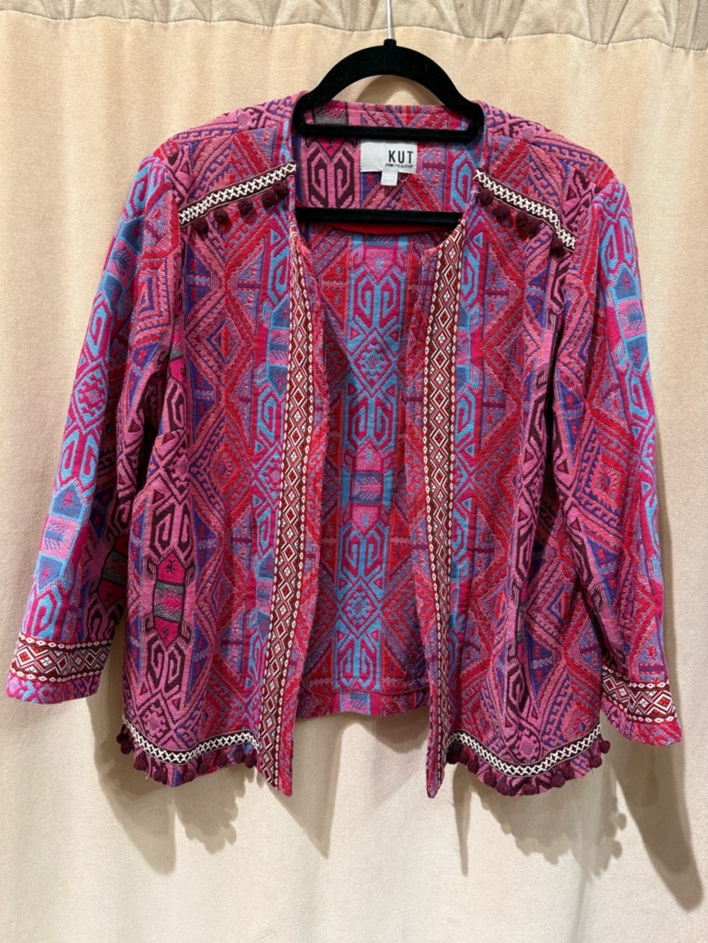 KUT Pink & Blue Boho Pattern Open Jacket